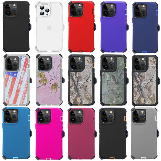 For Apple iPhone 14 14 Pro Max Plus Shockproof Holster Case Heavy Duty Cover with Belt Clip