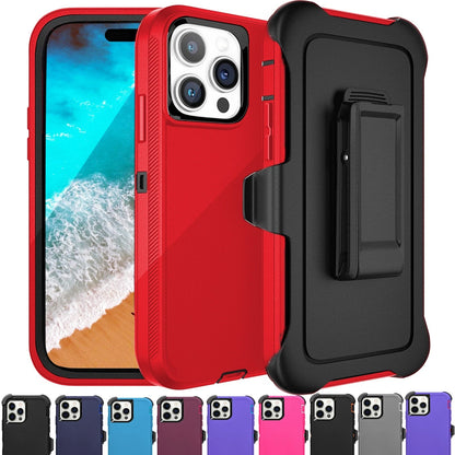For Apple iPhone 15 Pro Max Plus Heavy Duty Shockproof Holster Case Cover with Belt Clip