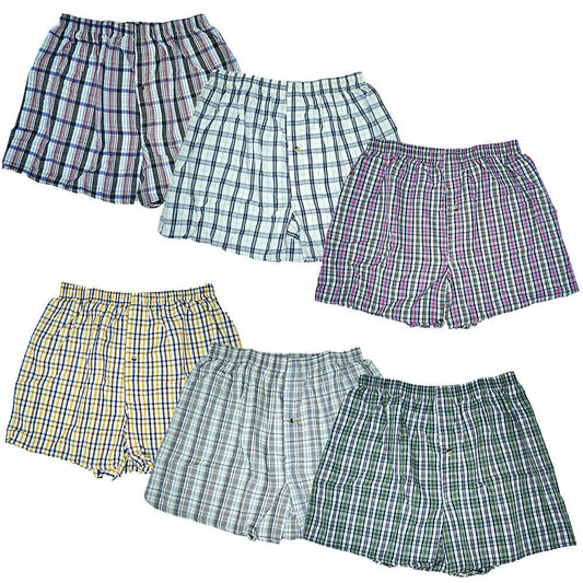 Men's Boxer Briefs Shorts Underwear Trunk Check Plaid Cotton Size M-2XL