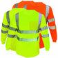 Men's High Visibility Safety Work T Shirts Long Sleeve Reflective Tape Class 3 2 Pieces