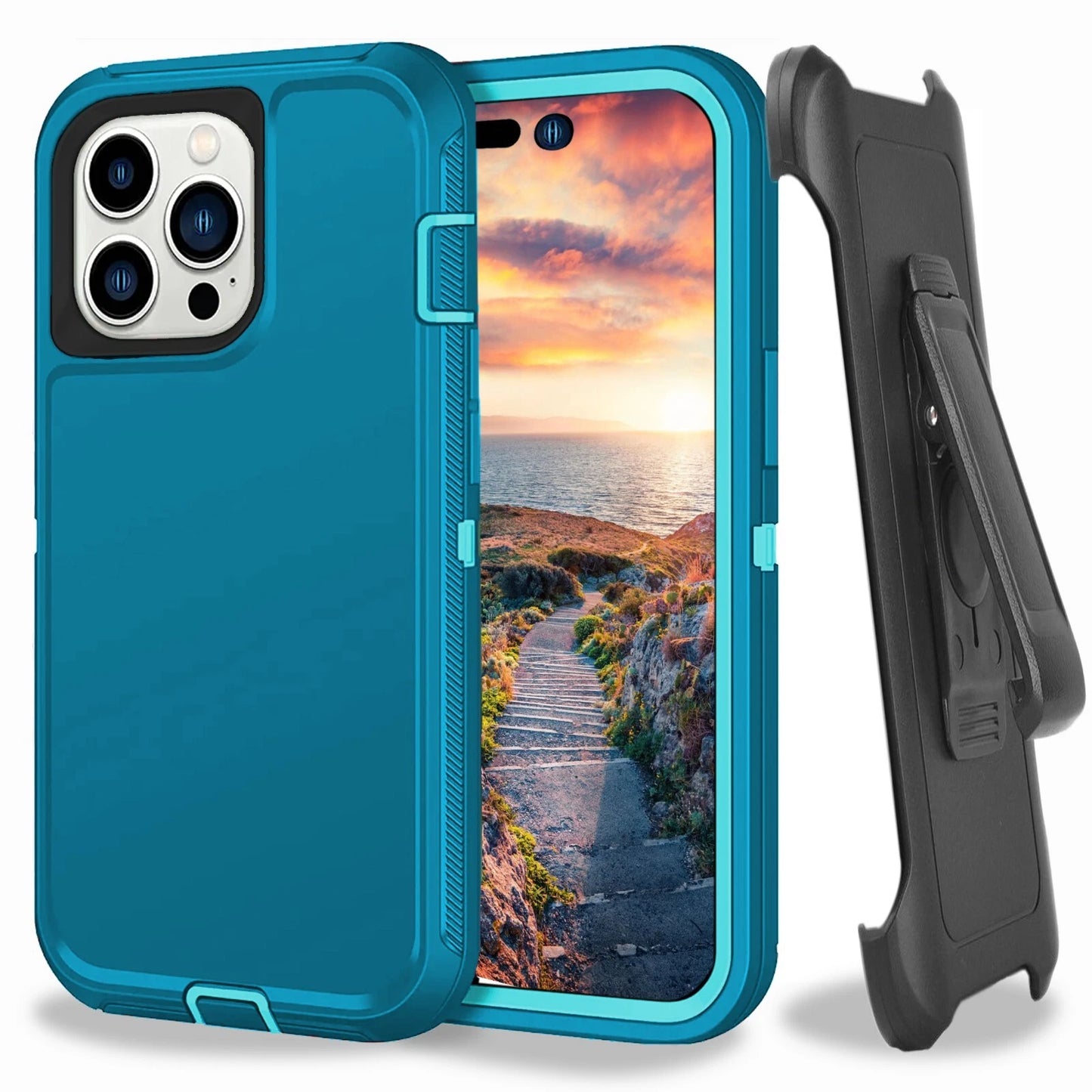 For Apple iPhone 15 Pro Max Plus Heavy Duty Shockproof Holster Case Cover with Belt Clip