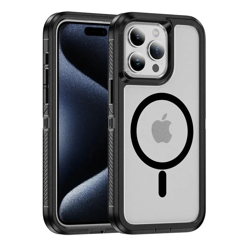 For Apple iPhone 16 16e 15 Plus 15 14 13 Pro Max Shockproof Magnetic Case Dual-Layer Compatible With MagSafe Cover