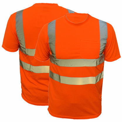 Men's High Visibility Safety Work T Shirts Short Sleeve Reflective Tape Class 2 2 Pieces