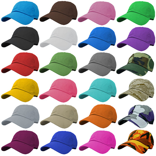 Unisex Baseball Cap Polo Style Solid Plain 100% Cotton Blank Dad Hats