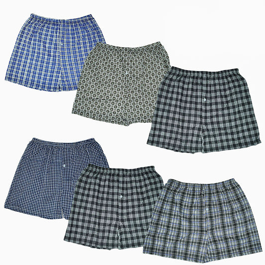 Men's Boxer Briefs Trunk Shorts Plaid Underwear 100% Cotton Size M-2XL