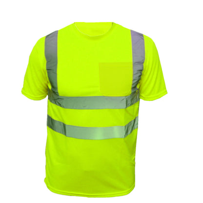 Men's High Visibility Safety Work T Shirts Short Sleeve Reflective Tape Class 2 2 Pieces