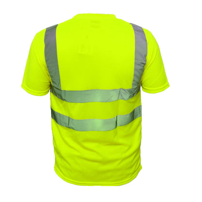 Men's High Visibility Safety Work T Shirts Short Sleeve Reflective Tape Class 2 2 Pieces