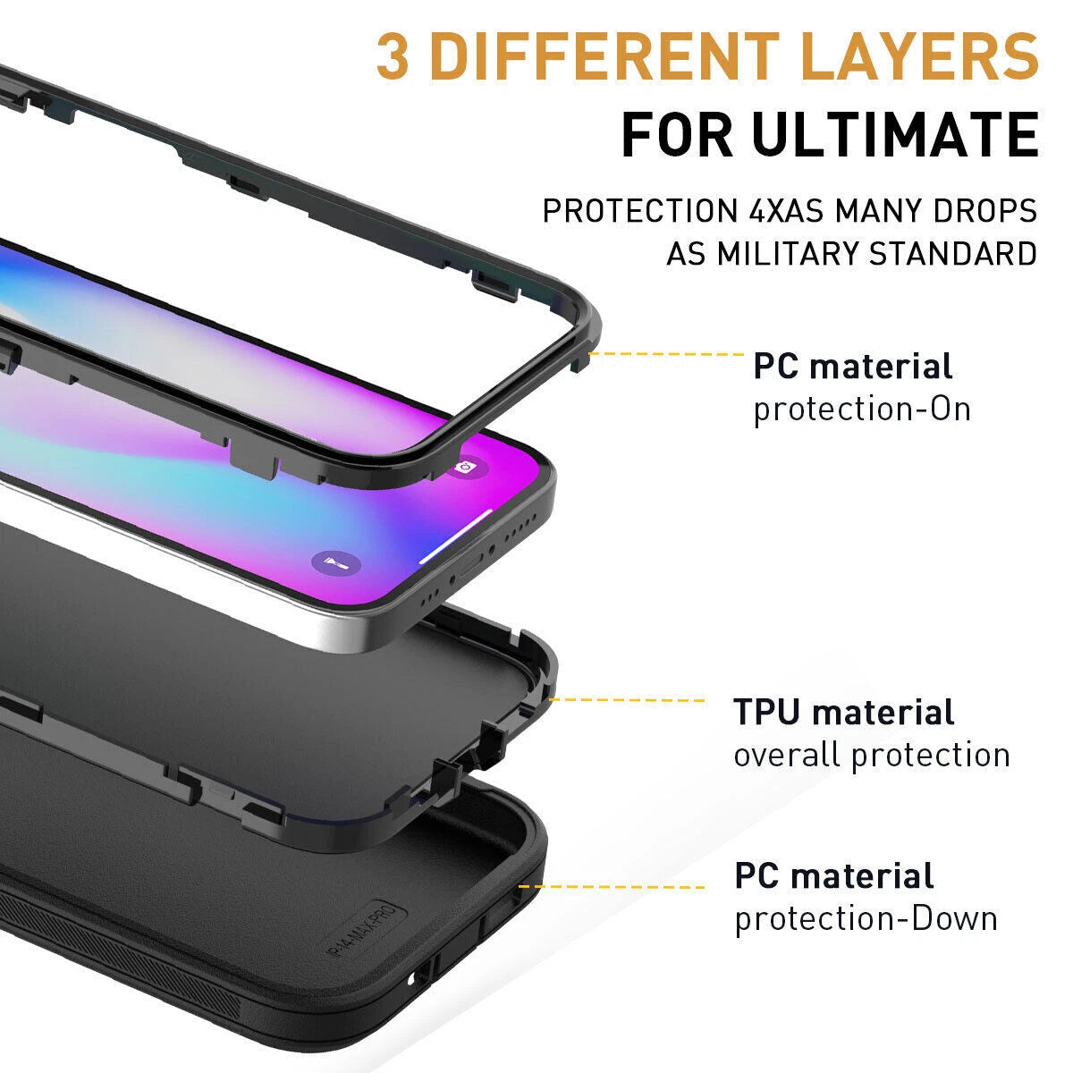 For Apple iPhone 14 14 Pro Max Plus Shockproof Holster Case Heavy Duty Cover with Belt Clip