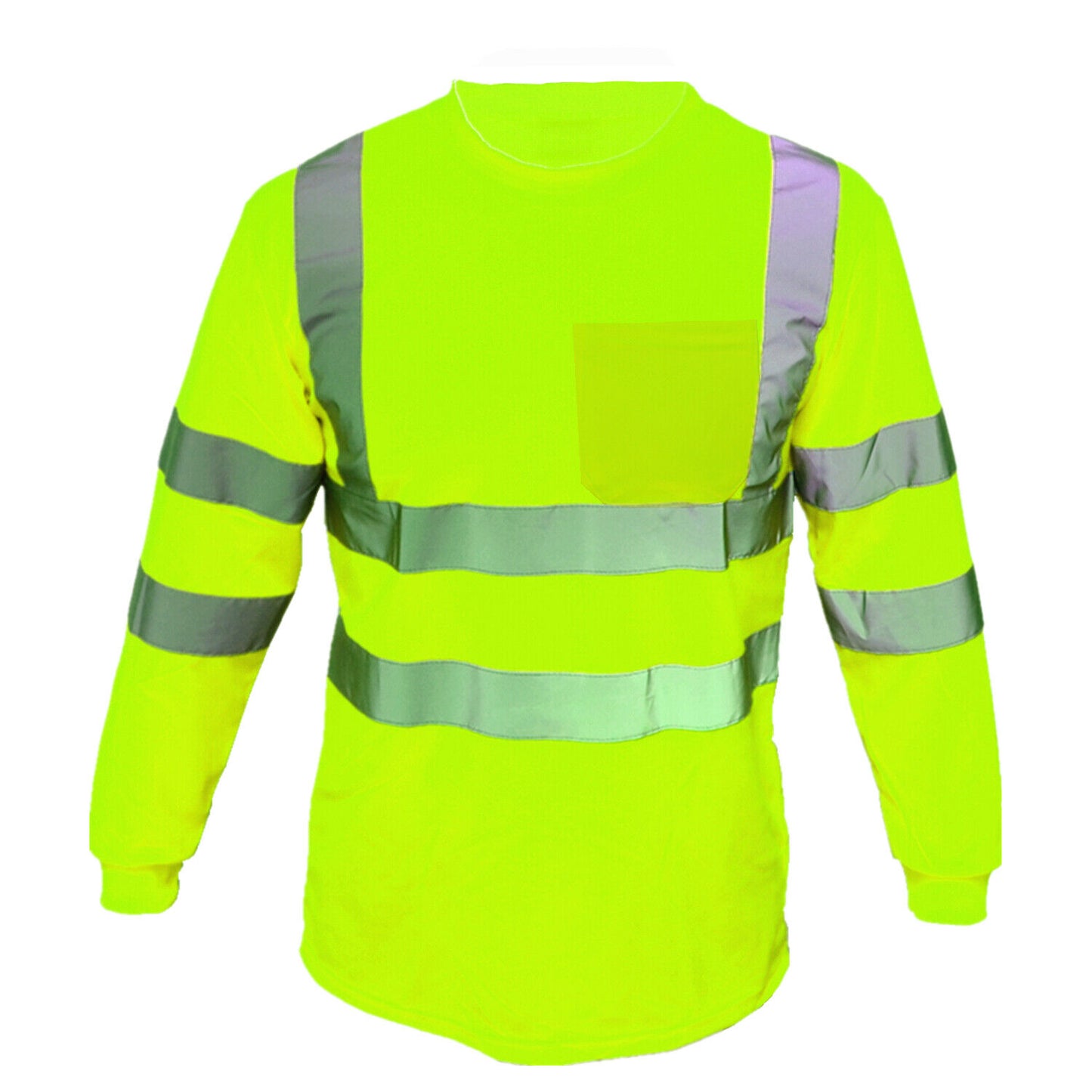 Men's High Visibility Safety Work T Shirts Long Sleeve Reflective Tape Class 3 2 Pieces