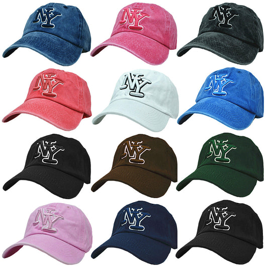 Unisex Polo Style Baseball Vintage Washed Cotton Dad Cap NY Casual Hat