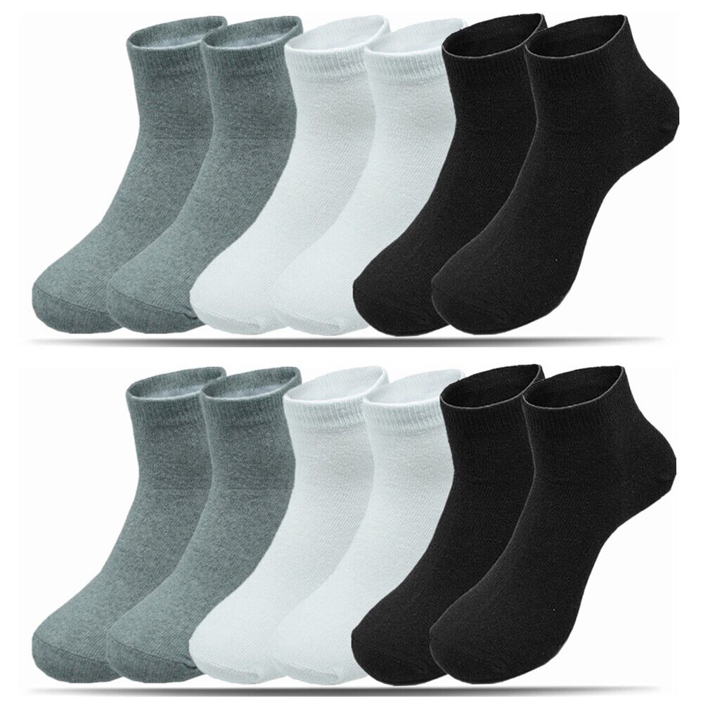 Men's Casual Cotton Solid Classic Sports Socks Ankle Low Cut Size 9-13