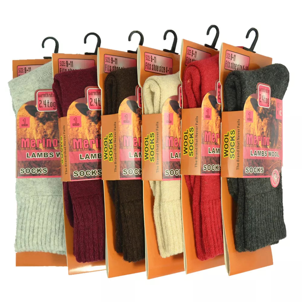 Women's Winter Thermal Merino Wool Heated Warm Thick Crew Socks Size 9-11
