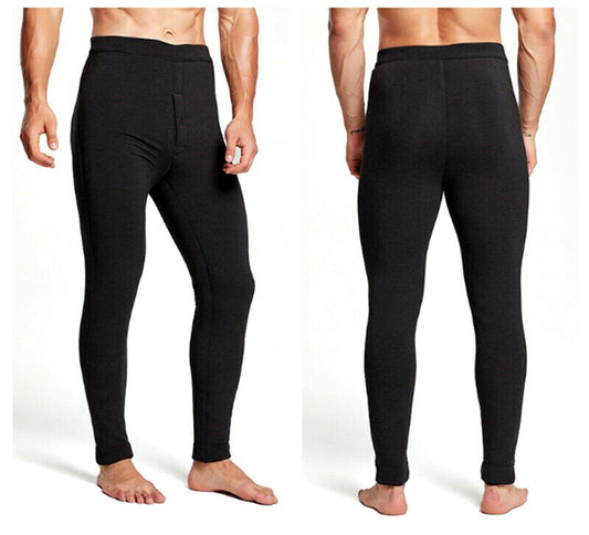 Men's Winter Fleece Lined Elastic Warm Thermal Long Johns Legging Underwear Pants