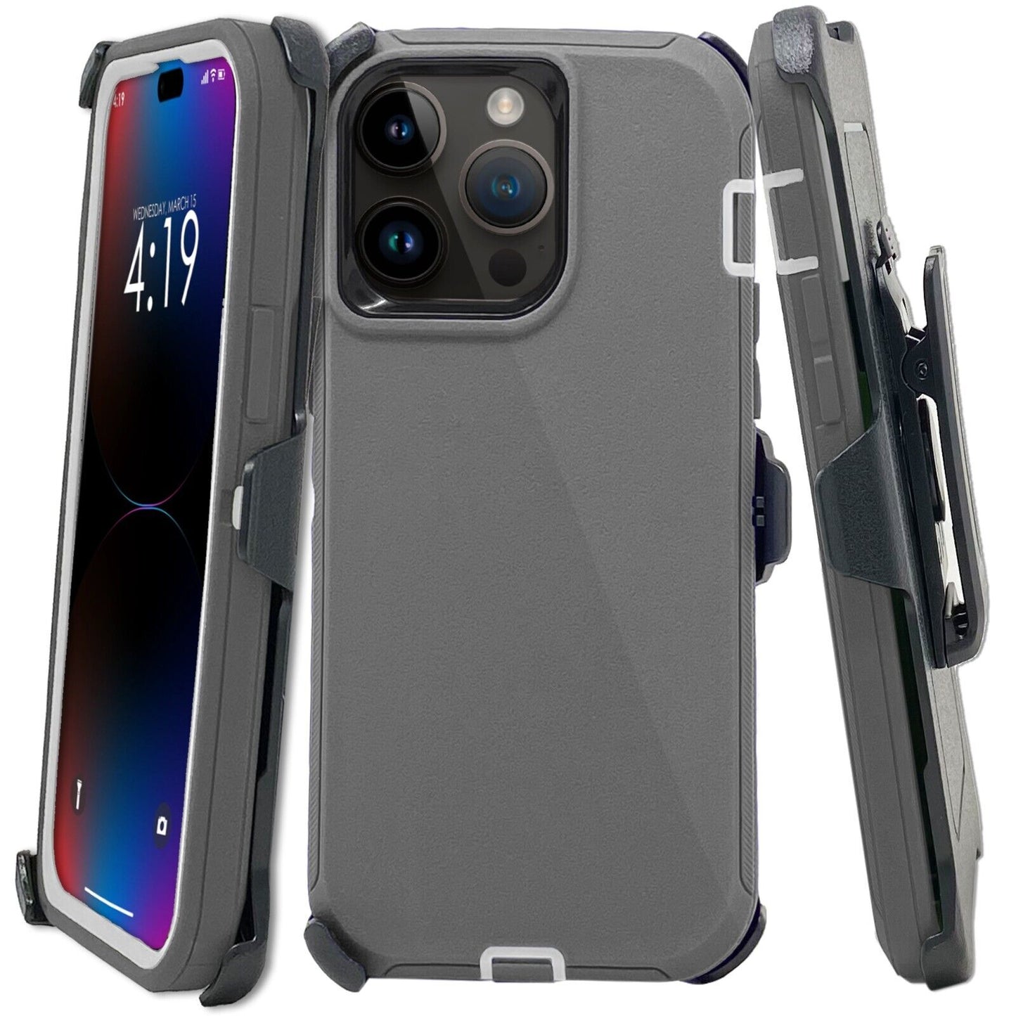 For Apple iPhone 16 16e Pro Max Plus Heavy Duty Shockproof Holster Case Cover with Belt Clip