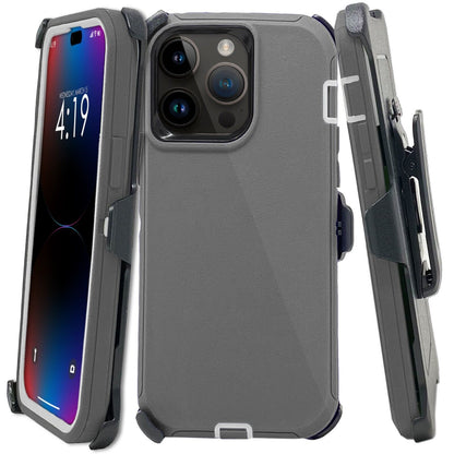 For Apple iPhone 16 16e Pro Max Plus Heavy Duty Shockproof Holster Case Cover with Belt Clip