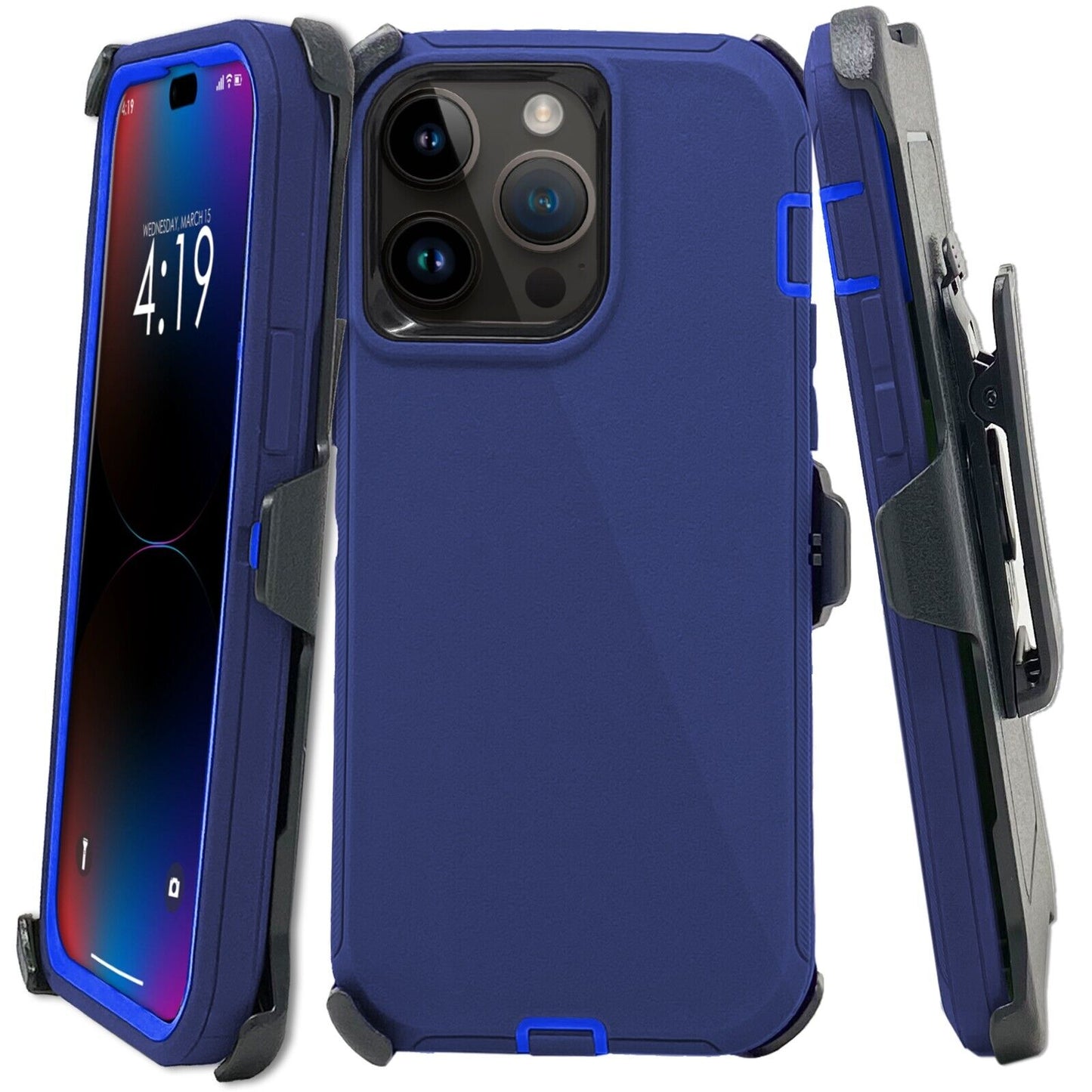 For Apple iPhone 16 16e Pro Max Plus Heavy Duty Shockproof Holster Case Cover with Belt Clip