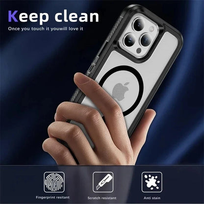 For Apple iPhone 16 16e 15 Plus 15 14 13 Pro Max Shockproof Magnetic Case Dual-Layer Compatible With MagSafe Cover