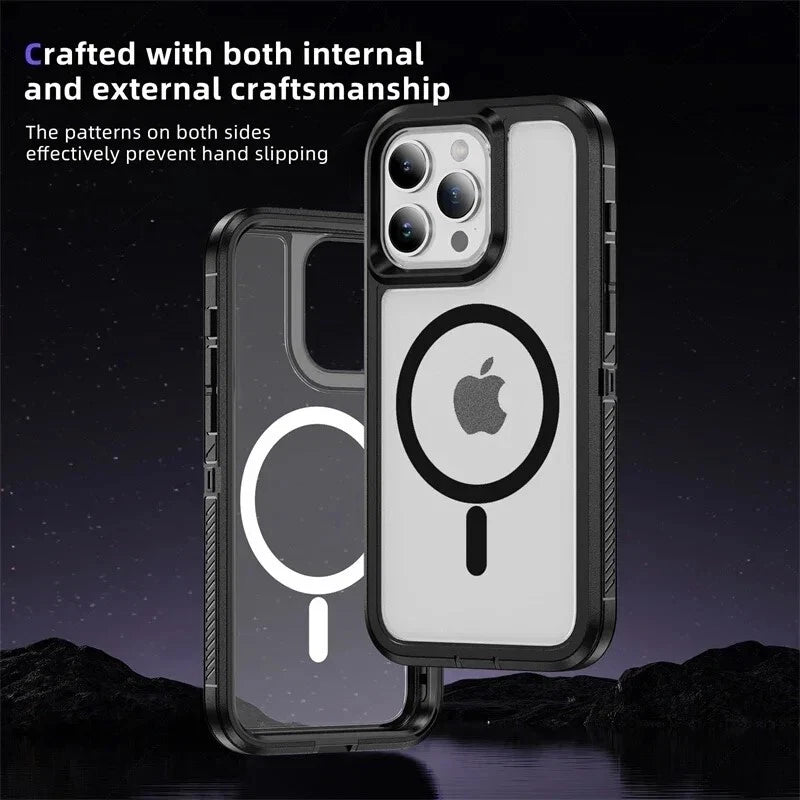 For Apple iPhone 16 16e 15 Plus 15 14 13 Pro Max Shockproof Magnetic Case Dual-Layer Compatible With MagSafe Cover