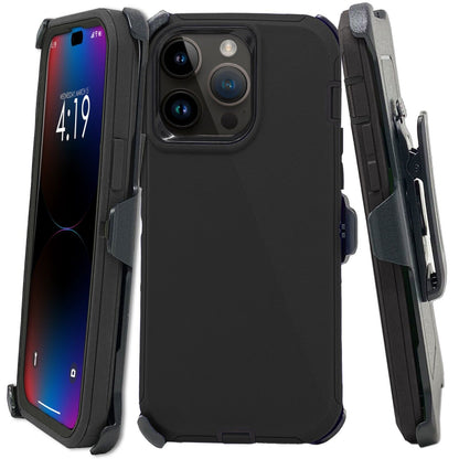 For Apple iPhone 16 16e Pro Max Plus Heavy Duty Shockproof Holster Case Cover with Belt Clip
