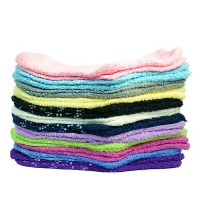 Women's 4-12 Pairs Soft Cozy Fuzzy Socks Non-Skid Solid Plush Home Slipper Socks