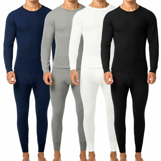 Men's Winter Waffle Knit Thermal Ultra Soft Long Johns 100% Cotton Underwear Set