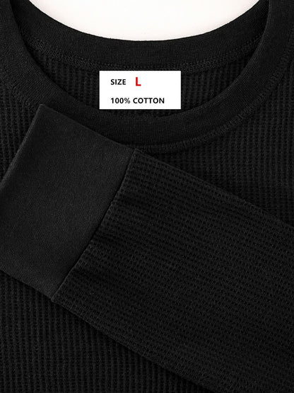 Men's Winter Waffle Knit Thermal Ultra Soft Long Johns 100% Cotton Underwear Set