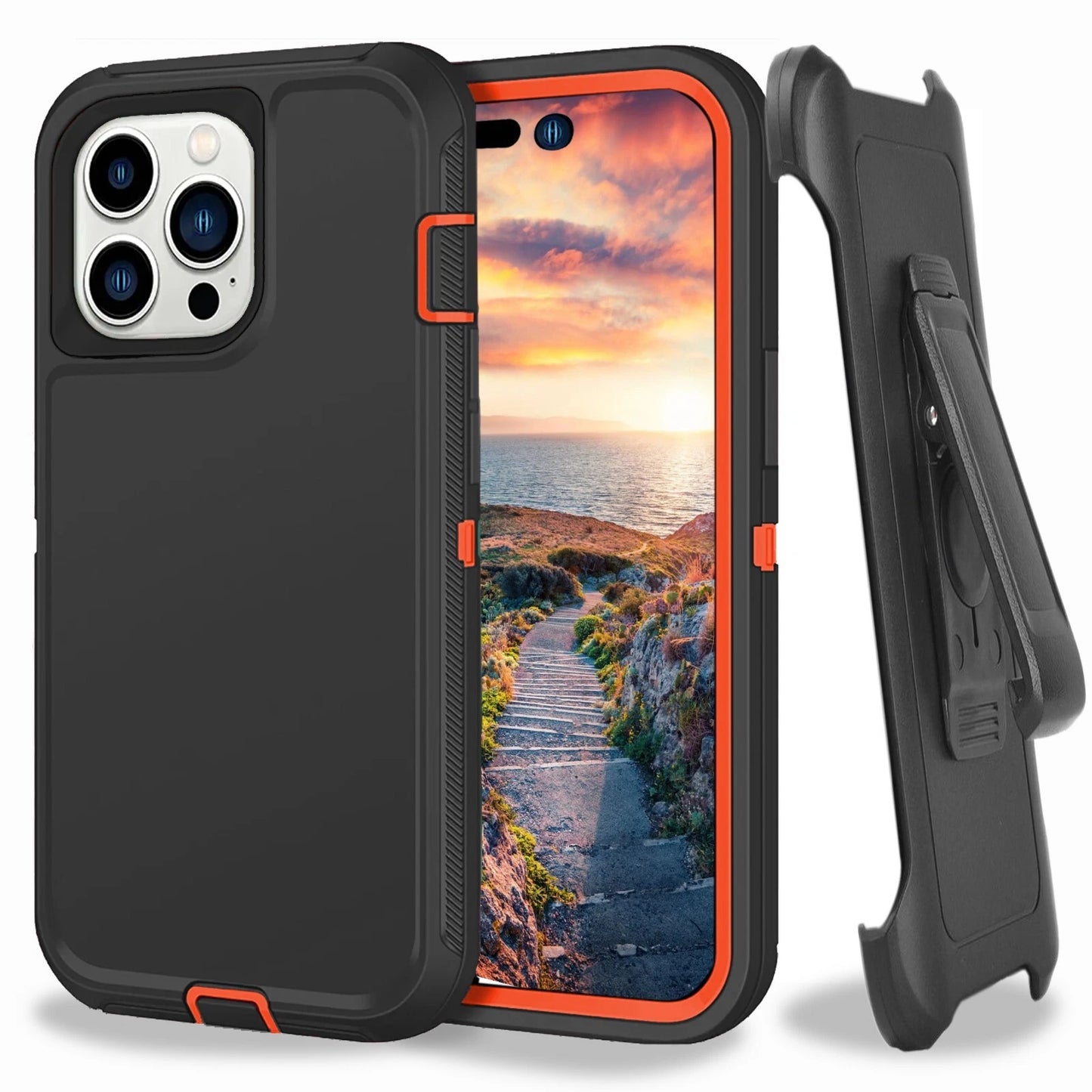 For Apple iPhone 15 Pro Max Plus Heavy Duty Shockproof Holster Case Cover with Belt Clip