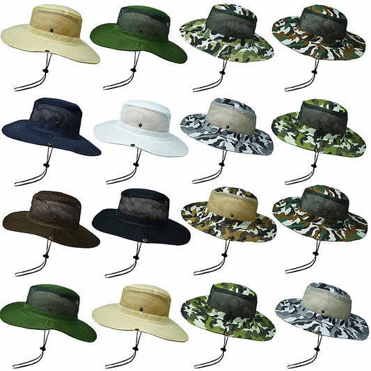 Unisex Bucket Boonie Hat Wide Brim Mesh Top Cool Garden Cap Outdoor Hats