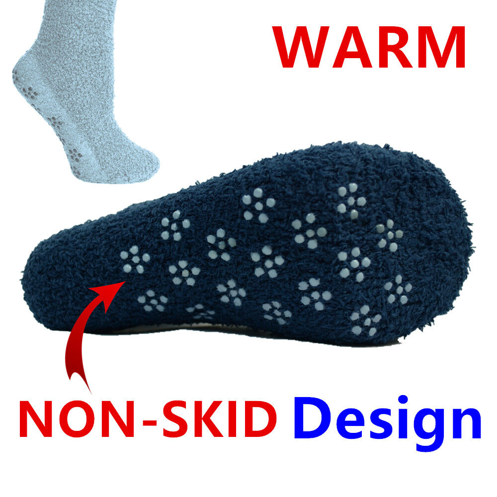 Women's 4-12 Pairs Soft Cozy Fuzzy Socks Non-Skid Solid Plush Home Slipper Socks