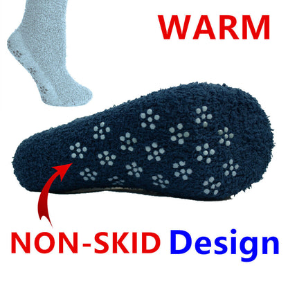 Women's 4-12 Pairs Soft Cozy Fuzzy Socks Non-Skid Solid Plush Home Slipper Socks