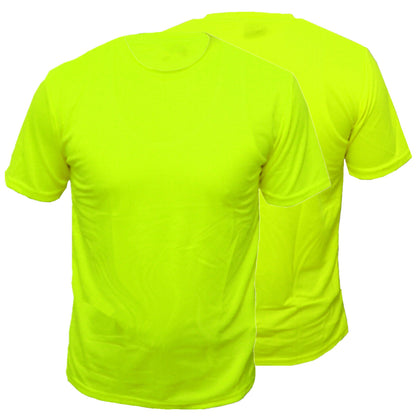 Men's High Visibility Safety Work Hi-Vis T Shirts Short Sleeve Green Orange 2 Pieces