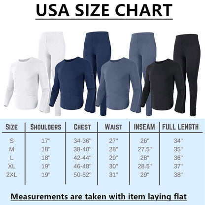 Men's Winter Microfiber Thermal Fleece Lined Ultra Soft Long Johns Underwear Set