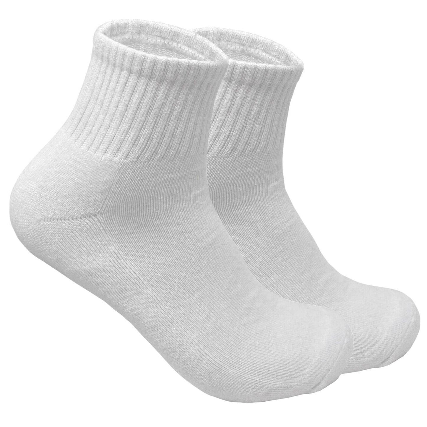 Men's 12 Pairs Cotton Solid Athletic Ankle Quarter Socks with Cushioning Size 9-13