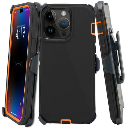 For Apple iPhone 16 16e Pro Max Plus Heavy Duty Shockproof Holster Case Cover with Belt Clip