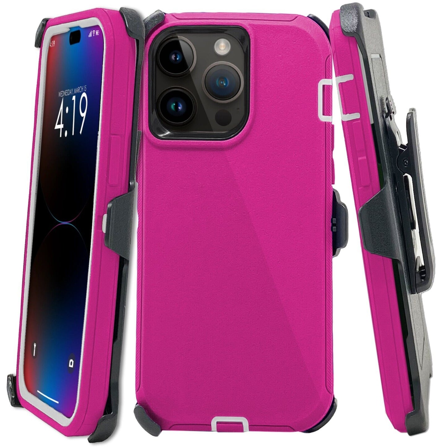For Apple iPhone 16 16e Pro Max Plus Heavy Duty Shockproof Holster Case Cover with Belt Clip