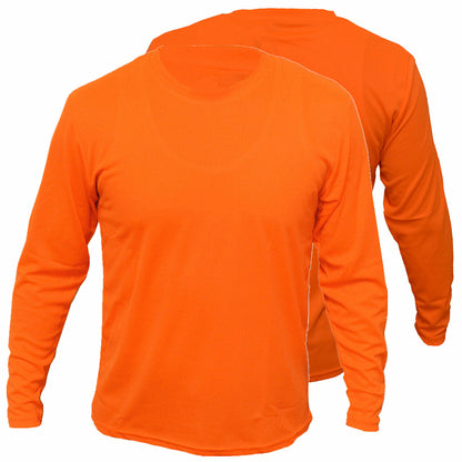 Men's High Visibility Safety Work Hi-Vis T Shirts Long Sleeve Green Orange 2 Pieces