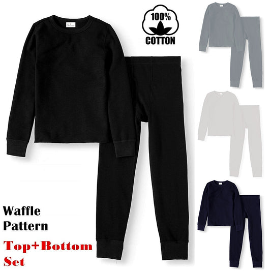 Men's Winter Waffle Knit Thermal Ultra Soft Long Johns 100% Cotton Underwear Set