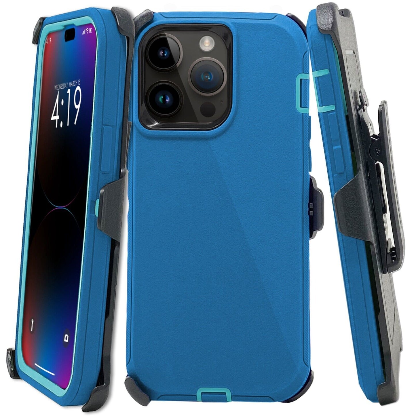 For Apple iPhone 16 16e Pro Max Plus Heavy Duty Shockproof Holster Case Cover with Belt Clip
