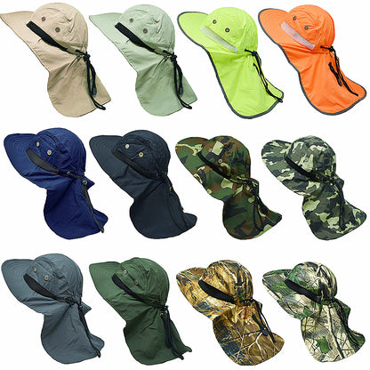 Unisex Boonie Bucket Snap Hat Sun Visor Big Brim Neck Flap Adjustable Cap