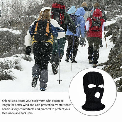 3 Holes Winter Knitted Full Face Mask Outdoor Warm Black Ski Balaclava Cover