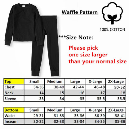 Men's Winter Waffle Knit Thermal Ultra Soft Long Johns 100% Cotton Underwear Set