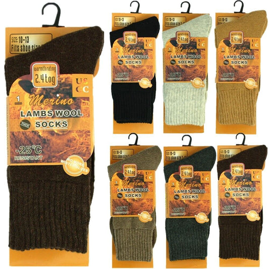 Men's Winter Thermal Merino Wool Heated Warm Thick Crew Socks Size 10-13