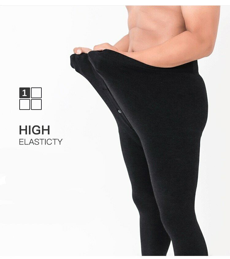 Men's Winter Fur Lined Elastic Extra Warm Thermal Long Johns Legging Underwear Pants