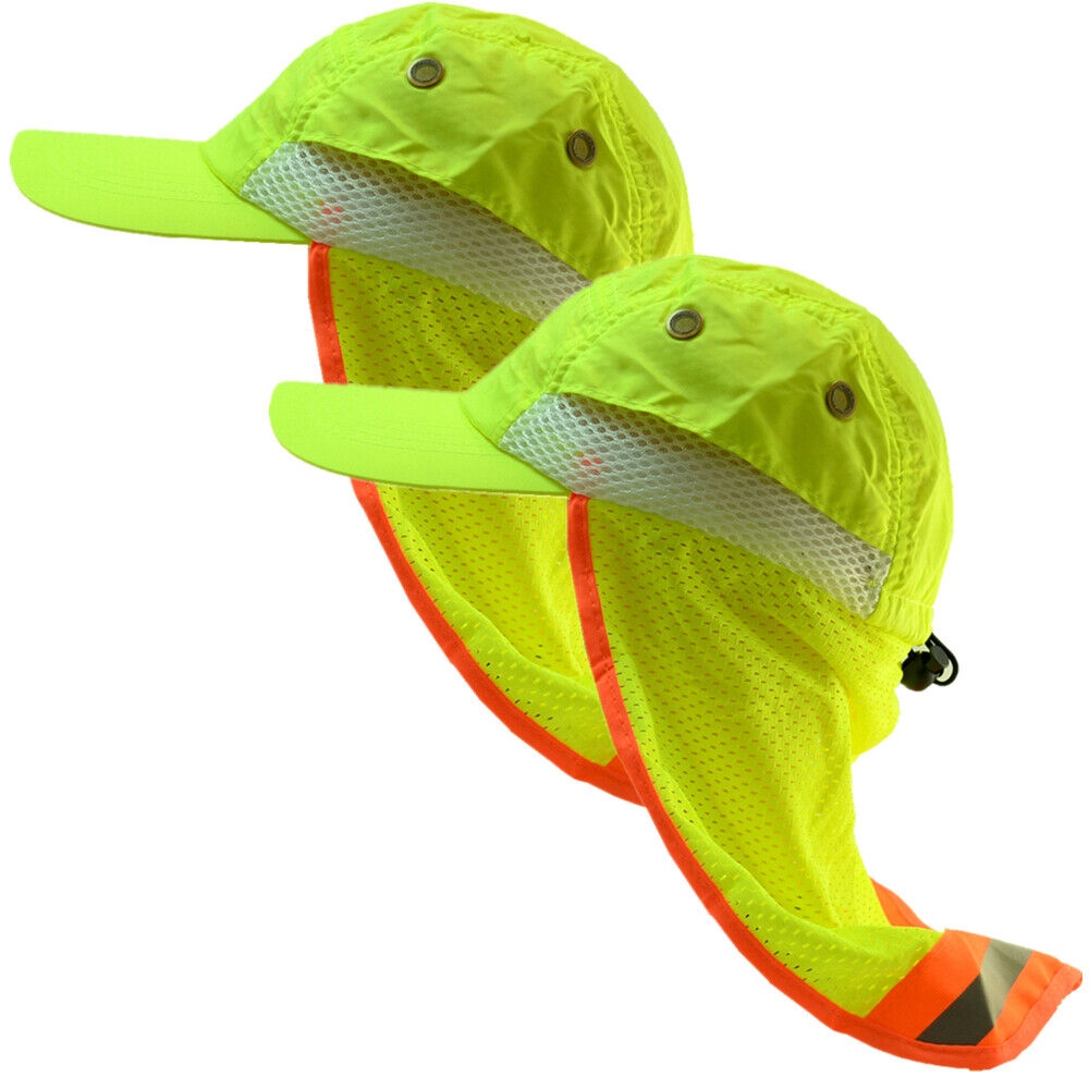 Hi-Vis Reflective Work Safety Baseball Hat High Visibility Cap Mesh Neck Flap
