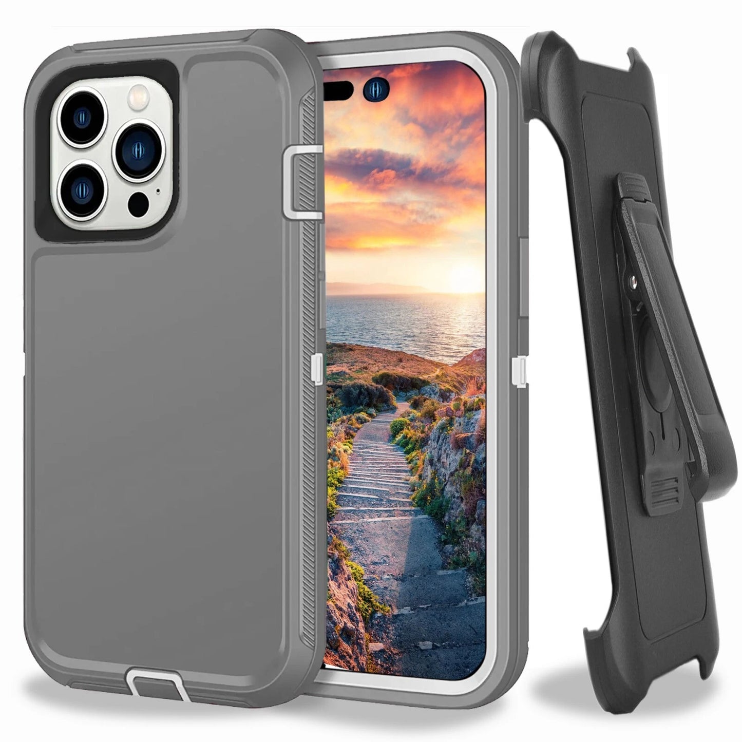 For Apple iPhone 15 Pro Max Plus Heavy Duty Shockproof Holster Case Cover with Belt Clip