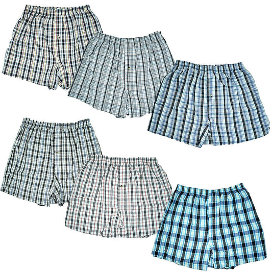 Men's Boxer Briefs Shorts Underwear Trunk Check Plaid Cotton Size M-2XL