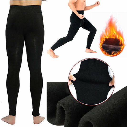 Men's Winter Fleece Lined Elastic Warm Thermal Long Johns Legging Underwear Pants