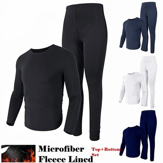 Men's Winter Microfiber Thermal Fleece Lined Ultra Soft Long Johns Underwear Set