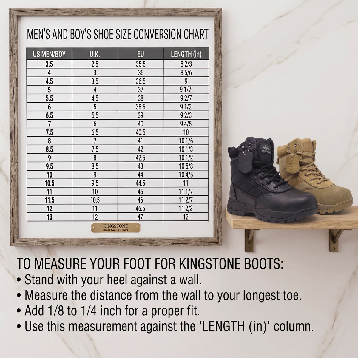 Kingstone Men Ankle High Tactical Work Shoes Military Combat Boots Waterproof Leather Oil-Resistant Sole