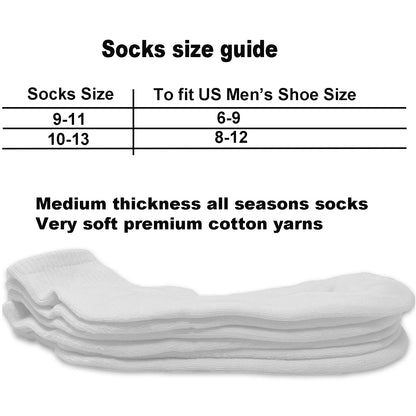 Men's 6 Pairs Cotton Solid Athletic Ankle Quarter Socks with Cushioning Size 9-13